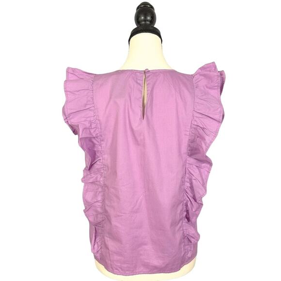 NWT- TCEC Ruffle Trim Cotton Top Purple Women's Size Medium - Picture 3 of 6